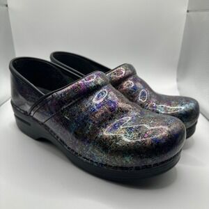 Dansko Women's Clogs Metallic holographic Print Patent Leather Slip On Shoes